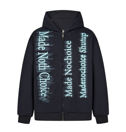 TALKLESSFASHION high street trendy zip Letter print hoodie