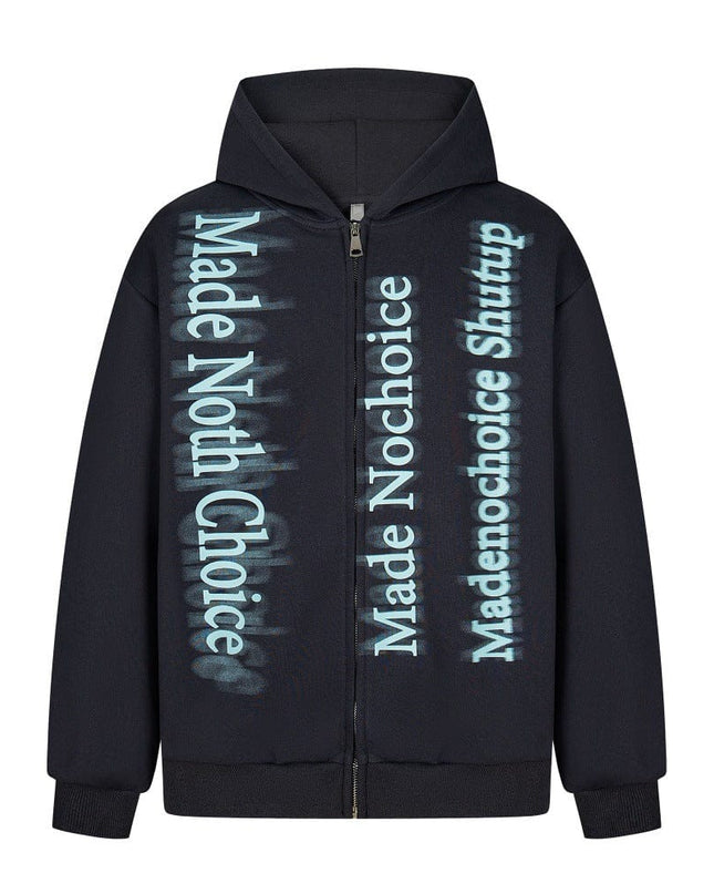 TALKLESSFASHION high street trendy zip Letter print hoodie
