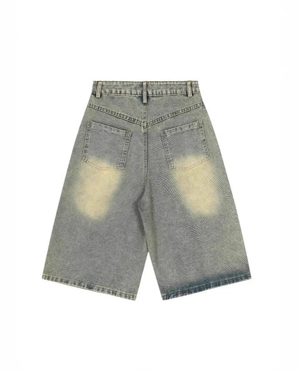 TALKLESSFASHION High Waist Patchwork Denim jort