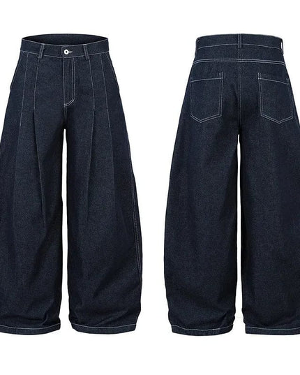 TALKLESSFASHION High Waist Pleated Blue Jeans—1007