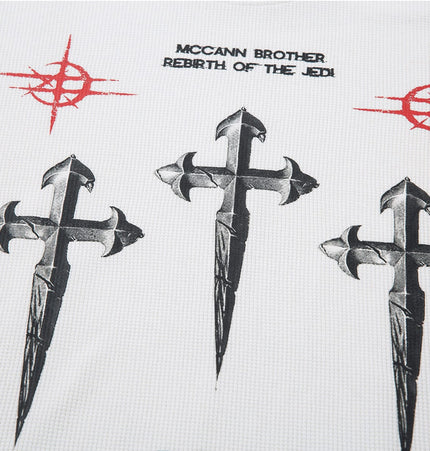 TALKLESSFASHION Hip-Hop Dark Cross Graphic Long Sleeve Tee