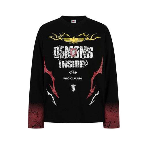 THETLSTUDIO Hip-Hop Motorcycle Dark Print Long Sleeve Tee