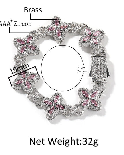 TALKLESSFASHION Hip-hop rap chain, infinite clover bracelet, fashion cool ruffian, high-end 5A zircon color necklace jewelry