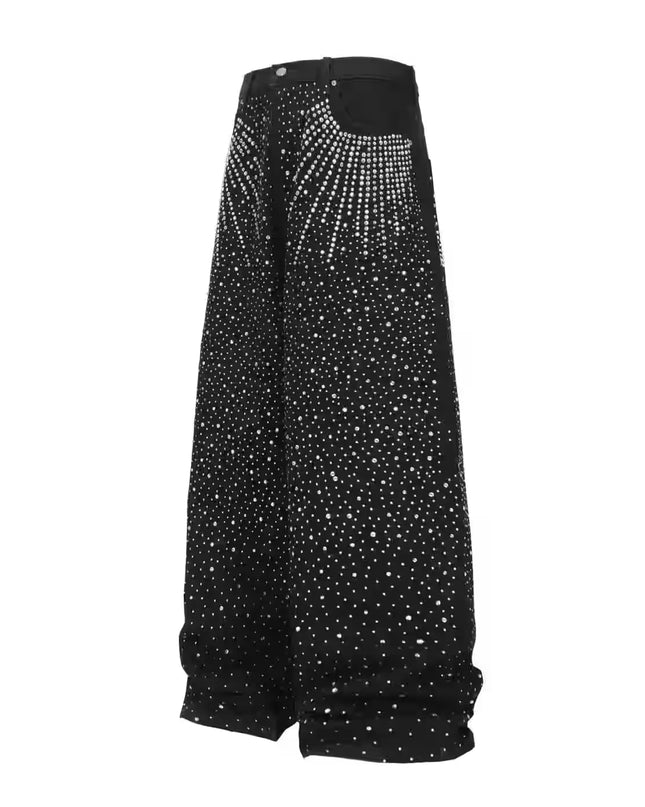 TALKLESSFASHION Hot Diamond Wide-Leg Denim Jeans