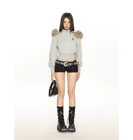 TALKLESSFASHION Hot Girl Detachable Fur Collar Sweatshirt