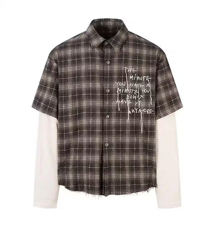 TALKLESSFASHION Hyper-Layered Plaid Tectonic Executive Top