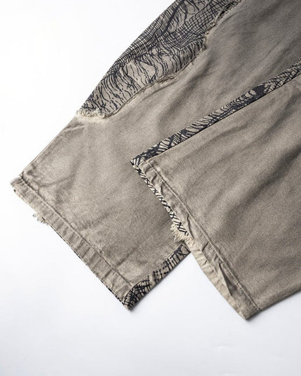 TALKLESSFASHION Irregular Ripped Splicing—-7096