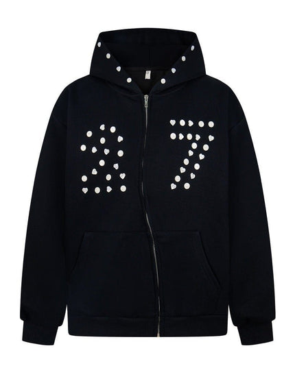 TALKLESSFASHION irregular twist zipper cardigan sweatshirt