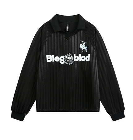 TALKLESSFASHION Jersey Campus Lapel Polo Sweatshirt