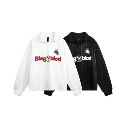 TALKLESSFASHION Jersey Campus Lapel Polo Sweatshirt