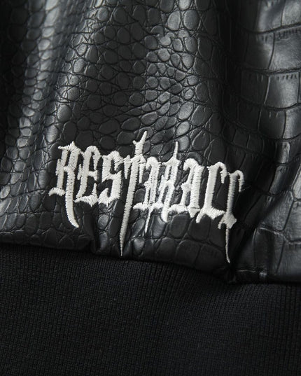 TALKLESSFASHION Jiaqing Varsity Jacket Halloween cross embroidered vintage patchwork leather jacket baseball jacket