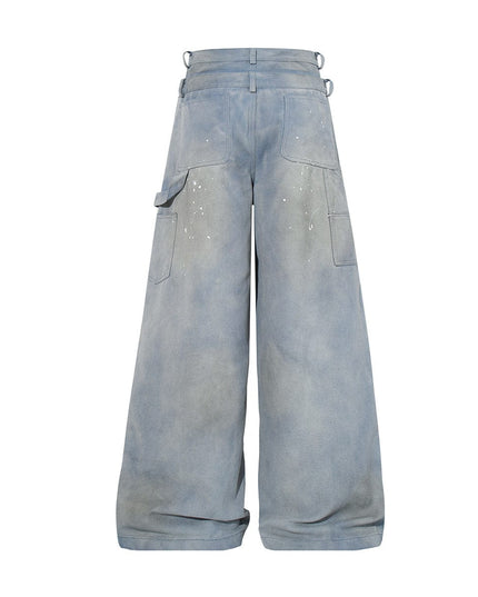 TALKLESSFASHION Jiaqlo 2026 new wasteland style American retro stained washed wide-leg jeans straight ink splashed logging pants