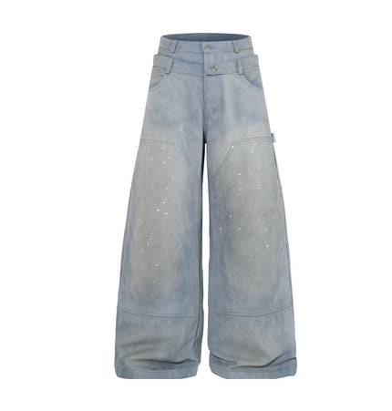 TALKLESSFASHION Jiaqlo 2026 new wasteland style American retro stained washed wide-leg jeans straight ink splashed logging pants