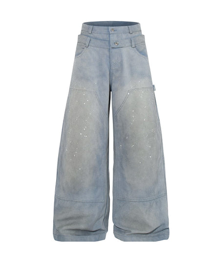 TALKLESSFASHION Jiaqlo 2026 new wasteland style American retro stained washed wide-leg jeans straight ink splashed logging pants
