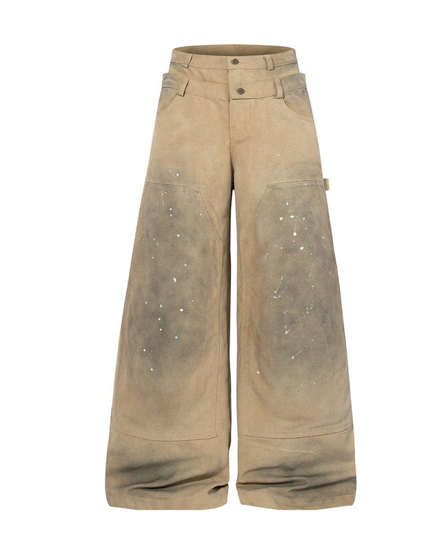 TALKLESSFASHION Jiaqlo 2026 new wasteland style American retro stained washed wide-leg jeans straight ink splashed logging pants