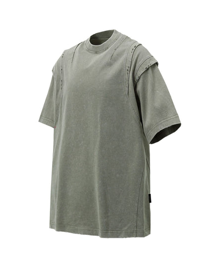 TALKLESSFASHION Jiaqlo men's 2025 summer new American retro functional trend brand tee heavy wash short sleeve t-shirt men