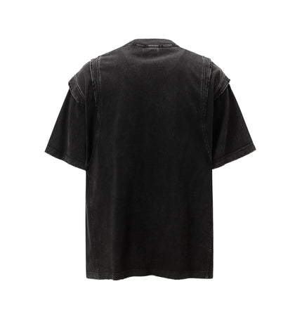 TALKLESSFASHION Jiaqlo men's 2025 summer new American retro functional trend brand tee heavy wash short sleeve t-shirt men