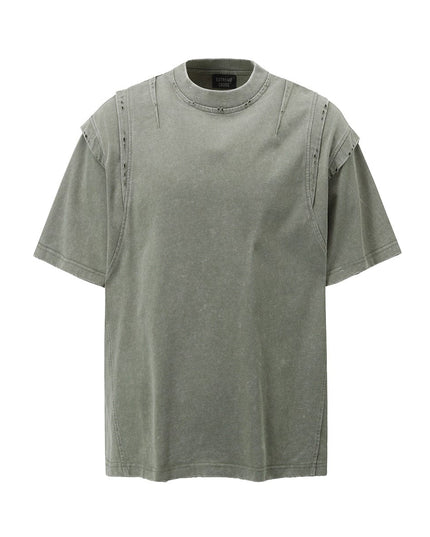 TALKLESSFASHION Jiaqlo men's 2025 summer new American retro functional trend brand tee heavy wash short sleeve t-shirt men