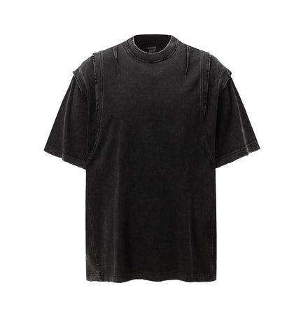 TALKLESSFASHION Jiaqlo men's 2025 summer new American retro functional trend brand tee heavy wash short sleeve t-shirt men