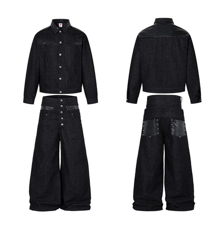 TALKLESSFASHION Jiayiku 2026 new product American retro high-quality heavy wash denim jacket patchwork jacket