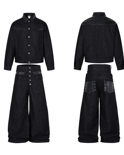 TALKLESSFASHION Jiayiku 2026 new product American retro high-quality heavy wash denim jacket patchwork jacket