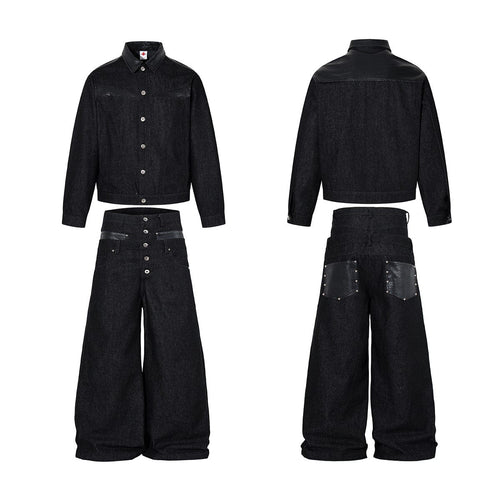THETLSTUDIO Jiayiku 2026 new product American retro high-quality heavy wash denim jacket patchwork jacket