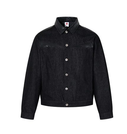 TALKLESSFASHION Jiayiku 2026 new product American retro high-quality heavy wash denim jacket patchwork jacket