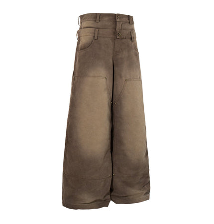 TALKLESSFASHION Jiayiku 2026 new wasteland style American high street dirty dye washed rivet jeans wide-leg cargo logging pants