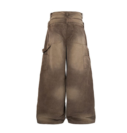 TALKLESSFASHION Jiayiku 2026 new wasteland style American high street dirty dye washed rivet jeans wide-leg cargo logging pants