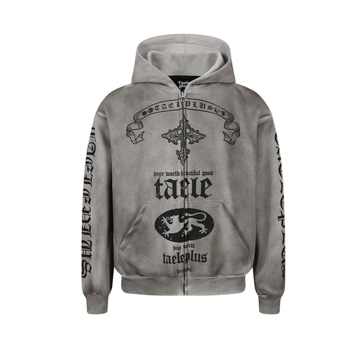 THETLSTUDIO Jiayiku Men's 2026 New Wasteland Feng Shui Washed Stained Dyed Cardigan Sweatshirt Jacket Men's and Women's American Street Hoodie
