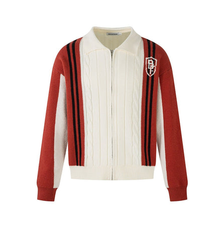TALKLESSFASHION Jiayiku men's clothing 2025 autumn new Korean lazy campus style striped knitwear motorcycle sweater base layer