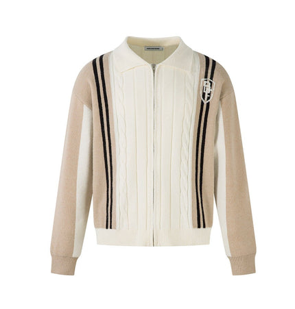 TALKLESSFASHION Jiayiku men's clothing 2025 autumn new Korean lazy campus style striped knitwear motorcycle sweater base layer