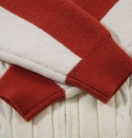 TALKLESSFASHION Jiayiku men's clothing 2025 autumn new Korean lazy campus style striped knitwear motorcycle sweater base layer
