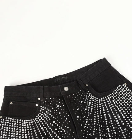 TALKLESSFASHION Jiayiku Men's Fall 2025 New American High Street RO Style Heavy Industry Hot Diamond Jeans High-end Wide-leg Pants