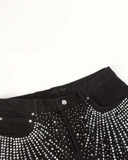 TALKLESSFASHION Jiayiku Men's Fall 2025 New American High Street RO Style Heavy Industry Hot Diamond Jeans High-end Wide-leg Pants