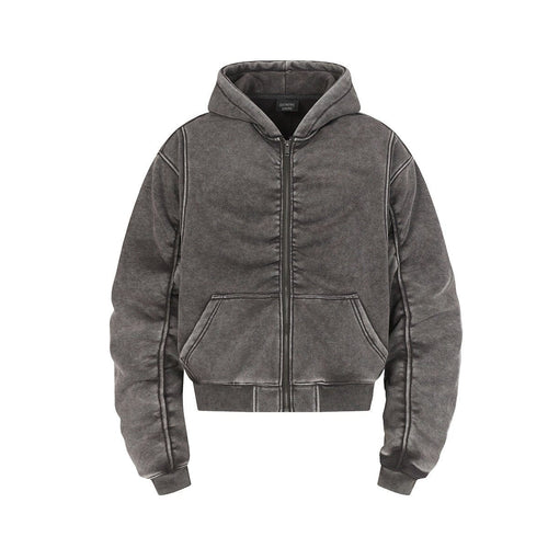 THETLSTUDIO Jiayiku Men's Fall 2025 New American Street Personality Hoodie Pleated Washed Old Hoodie with Fleece