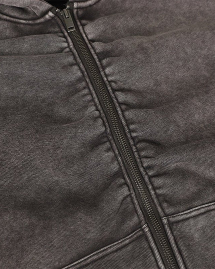 TALKLESSFASHION Jiayiku Men's Fall 2025 New American Street Personality Hoodie Pleated Washed Old Hoodie with Fleece