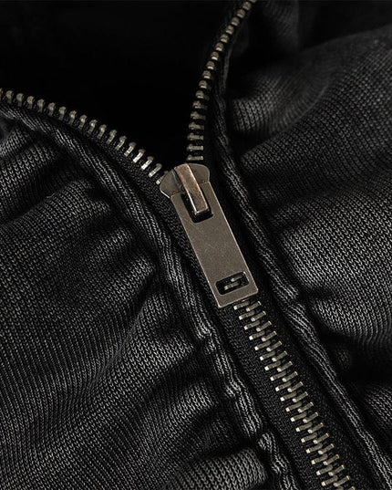 TALKLESSFASHION Jiayiku Men's Fall 2025 New American Street Personality Hoodie Pleated Washed Old Hoodie with Fleece