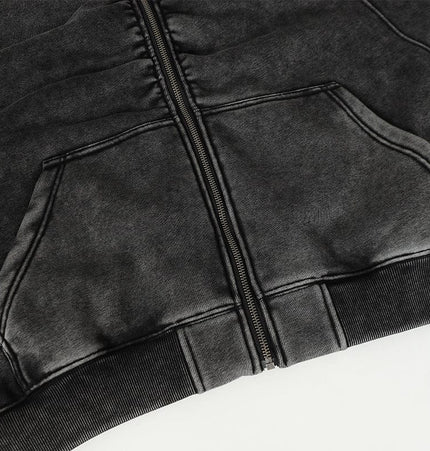 TALKLESSFASHION Jiayiku Men's Fall 2025 New American Street Personality Hoodie Pleated Washed Old Hoodie with Fleece