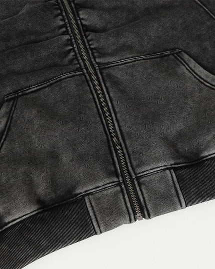 TALKLESSFASHION Jiayiku Men's Fall 2025 New American Street Personality Hoodie Pleated Washed Old Hoodie with Fleece