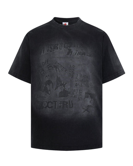 TALKLESSFASHION Jiayiku Men's Summer 2026 New American Street Hip Hop Trendy Brand Tee Cultural Shirt Dark Washed T-Shirt