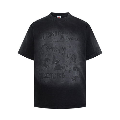 THETLSTUDIO Jiayiku Men's Summer 2026 New American Street Hip Hop Trendy Brand Tee Cultural Shirt Dark Washed T-Shirt