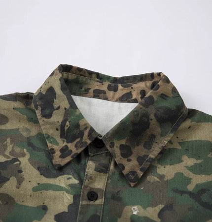 TALKLESSFASHION Jiayiku's 2026 new American street trendy brand leopard print camouflage shirt long-sleeved ins trendy street ruffian shirt