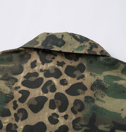 TALKLESSFASHION Jiayiku's 2026 new American street trendy brand leopard print camouflage shirt long-sleeved ins trendy street ruffian shirt