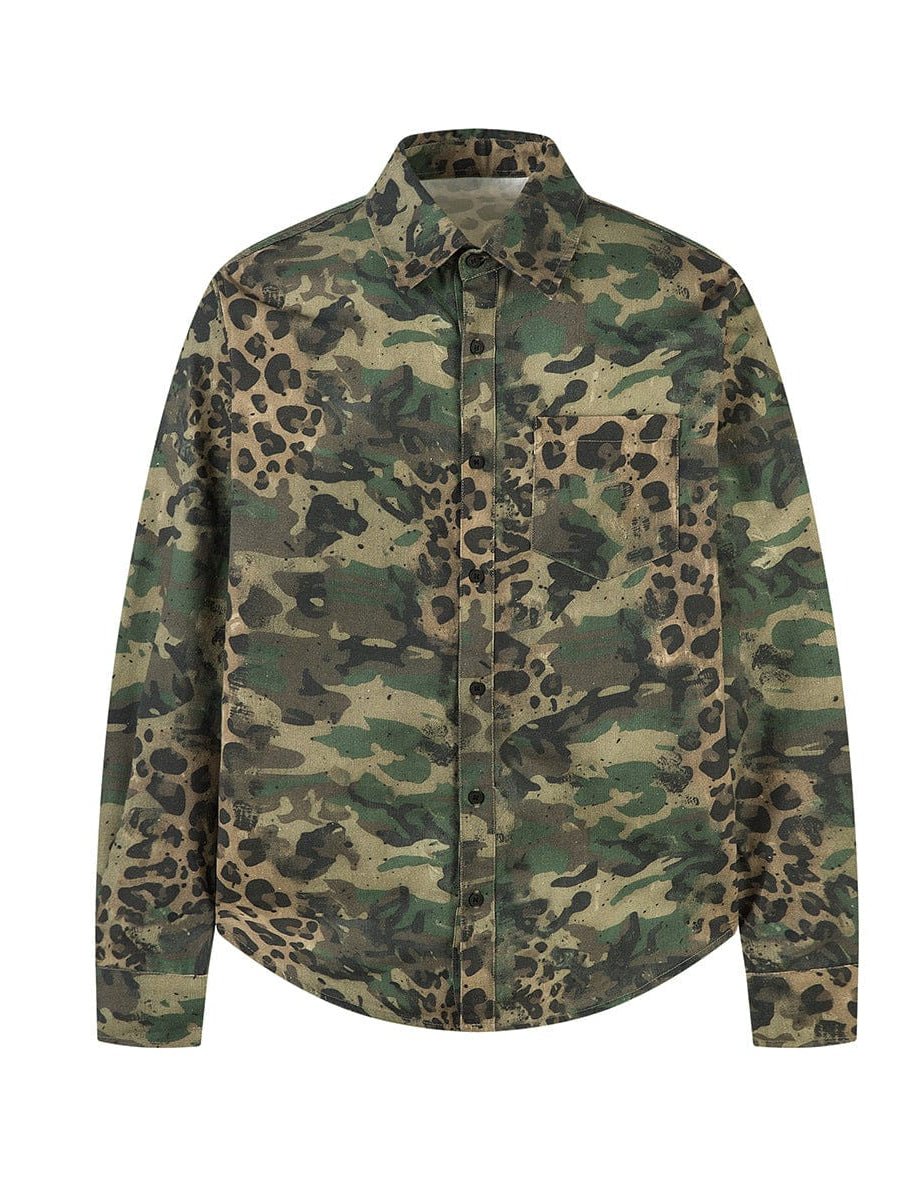 TALKLESSFASHION Jiayiku's 2026 new American street trendy brand leopard print camouflage shirt long-sleeved ins trendy street ruffian shirt