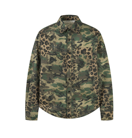 TALKLESSFASHION Jiayiku's 2026 new American street trendy brand leopard print camouflage shirt long-sleeved ins trendy street ruffian shirt