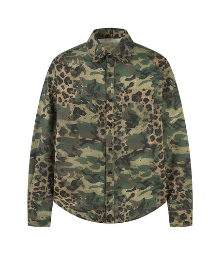 TALKLESSFASHION Jiayiku's 2026 new American street trendy brand leopard print camouflage shirt long-sleeved ins trendy street ruffian shirt