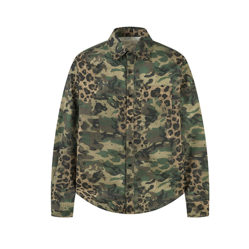 THETLSTUDIO Jiayiku's 2026 new American street trendy brand leopard print camouflage shirt long-sleeved ins trendy street ruffian shirt