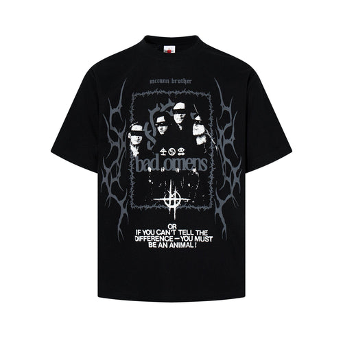 THETLSTUDIO Jiayiku's 2026 new American street trendy brand tee dark punk print T-shirt waffle short-sleeved top