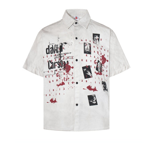 THETLSTUDIO Jiayiku's 2026 new American wasteland style dirty dyeing distressed niche design short-sleeved shirt ins trendy ruffian